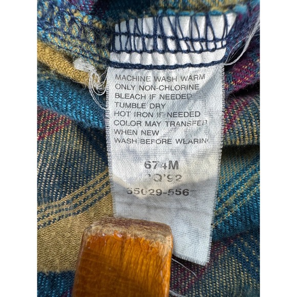 90s Levis Plaid Flannel Shirt Mens XL Blue Yellow Long Sleeve Cabincore Grunge - Picture 6 of 16